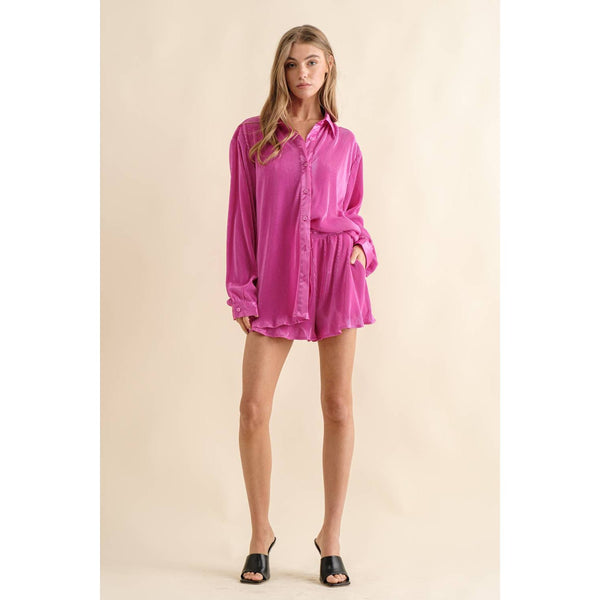 Accordian Blouse Short Lounge Set