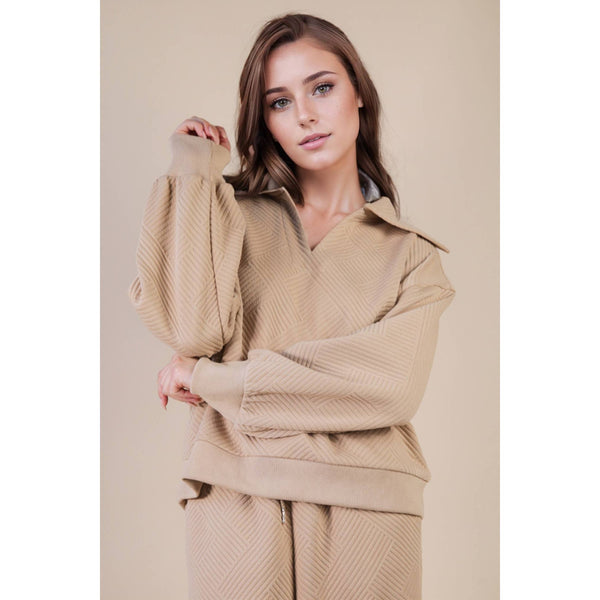 Textured Knit Casual Comfy Top & Pants Set