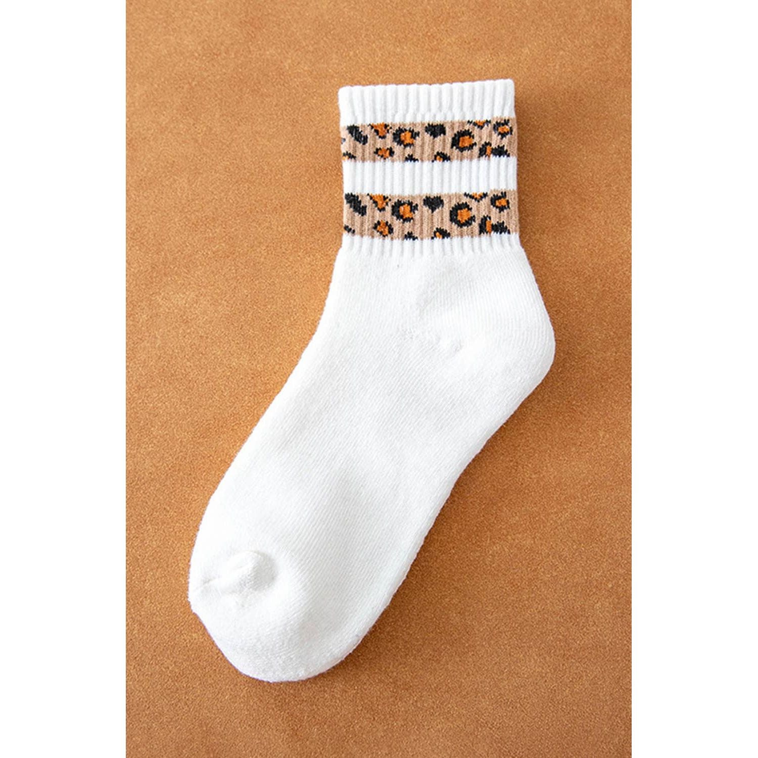 Leopard Striped Detail Ribbed Cuffs Womens Socks by Southern Roots Clothing Co