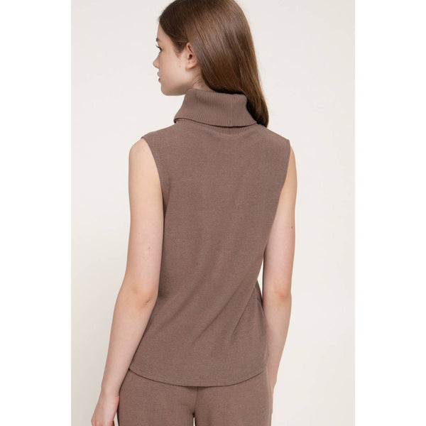 Active Sleeveless Turtle Neck Soft Knit Top