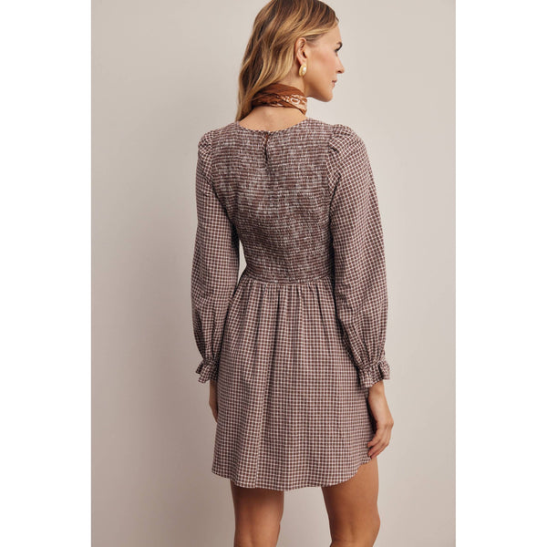 Smocked Gingham Mini Dress