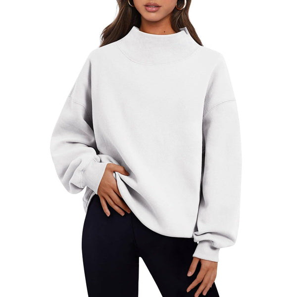 Suhkasana - Women's Oversized Mock Neck Fleece Pullover Sweatshirt