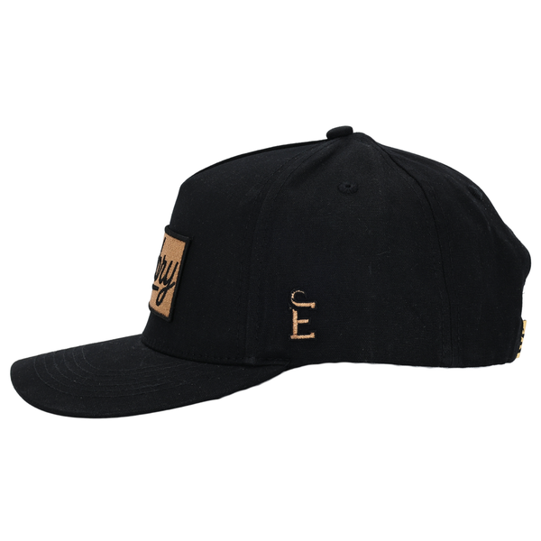 Black Waxed Canvas Hat- Logo Patch