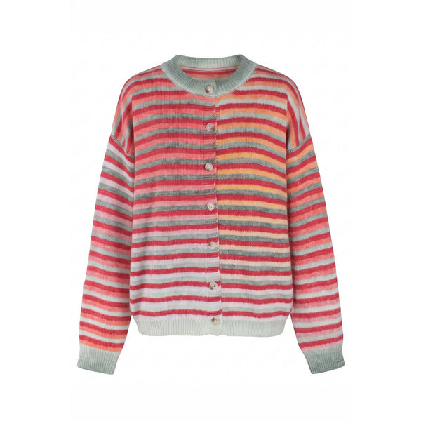 Rainbow Multi Striped Button-Down Cardigan