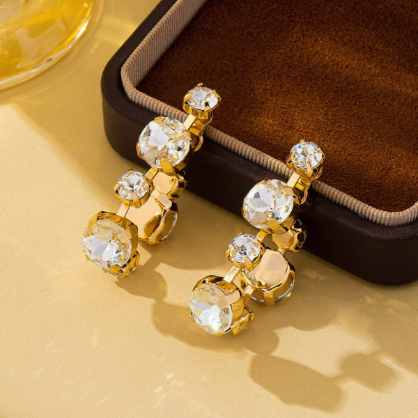 Cascading Round Cut Crystal Drop Earrings