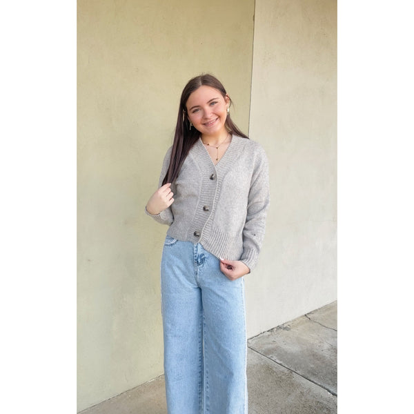 Melange Button Front Sweater Cardigan