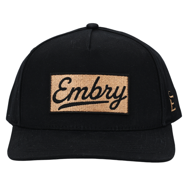 Black Waxed Canvas Hat- Logo Patch