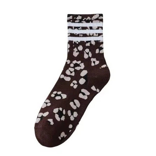 JOSSLYN by wall to wall - WOMAN ANIMAL LEOPARD HALF CREW THROWBACK SOCKS | 40S02071