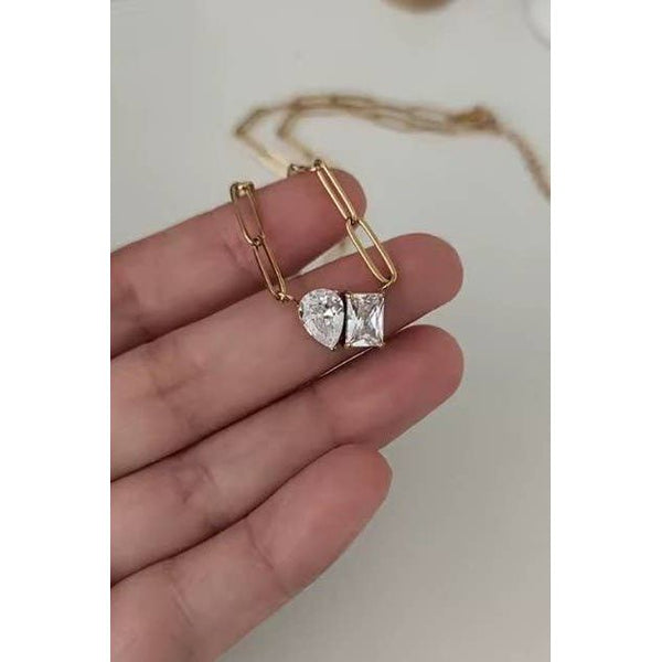 18K STAINLESS STEEL TARNISH FREE RHIN NECKLACE