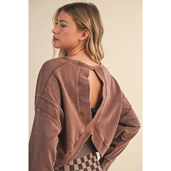 Mineral Wash Cutout Back Layering Sweatshirt