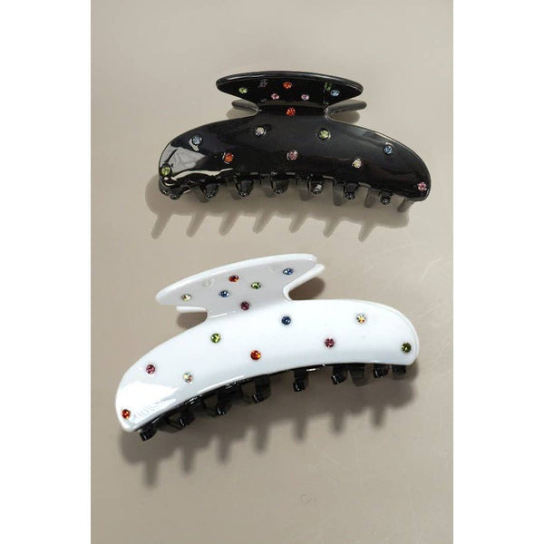 JUMBO RHINESTONE STUDDED LUX HAIR CLAW CLIPS