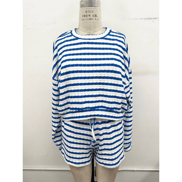 Cozy Stripe Lounge Short  Set