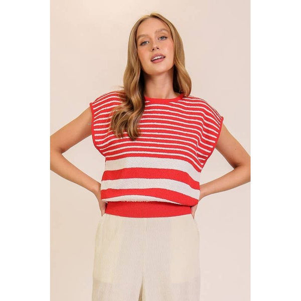 Lumiere - Striped Serenity Sleeveless Top