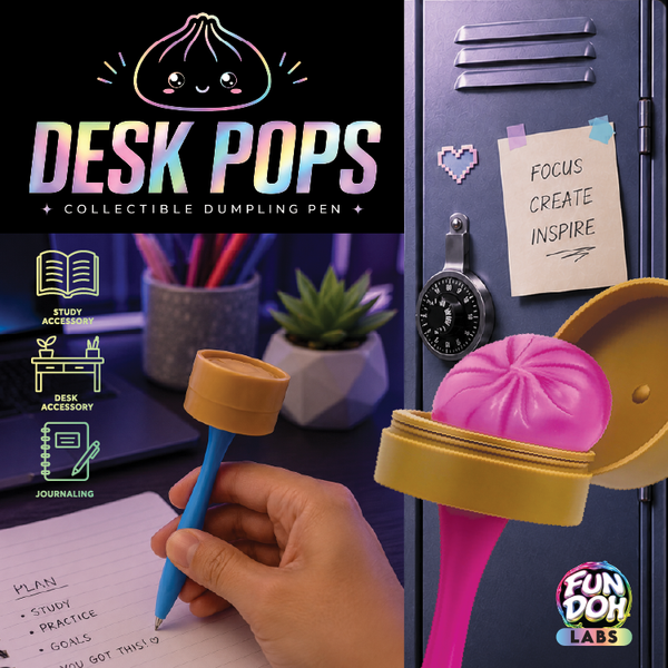 Novelty Brands - Fun Doh Squishy Dumpling Pen Desk Pop Variety - 12/Display