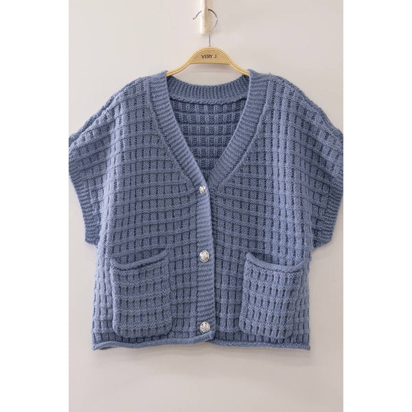 Waffle Texture Crop Cardigan