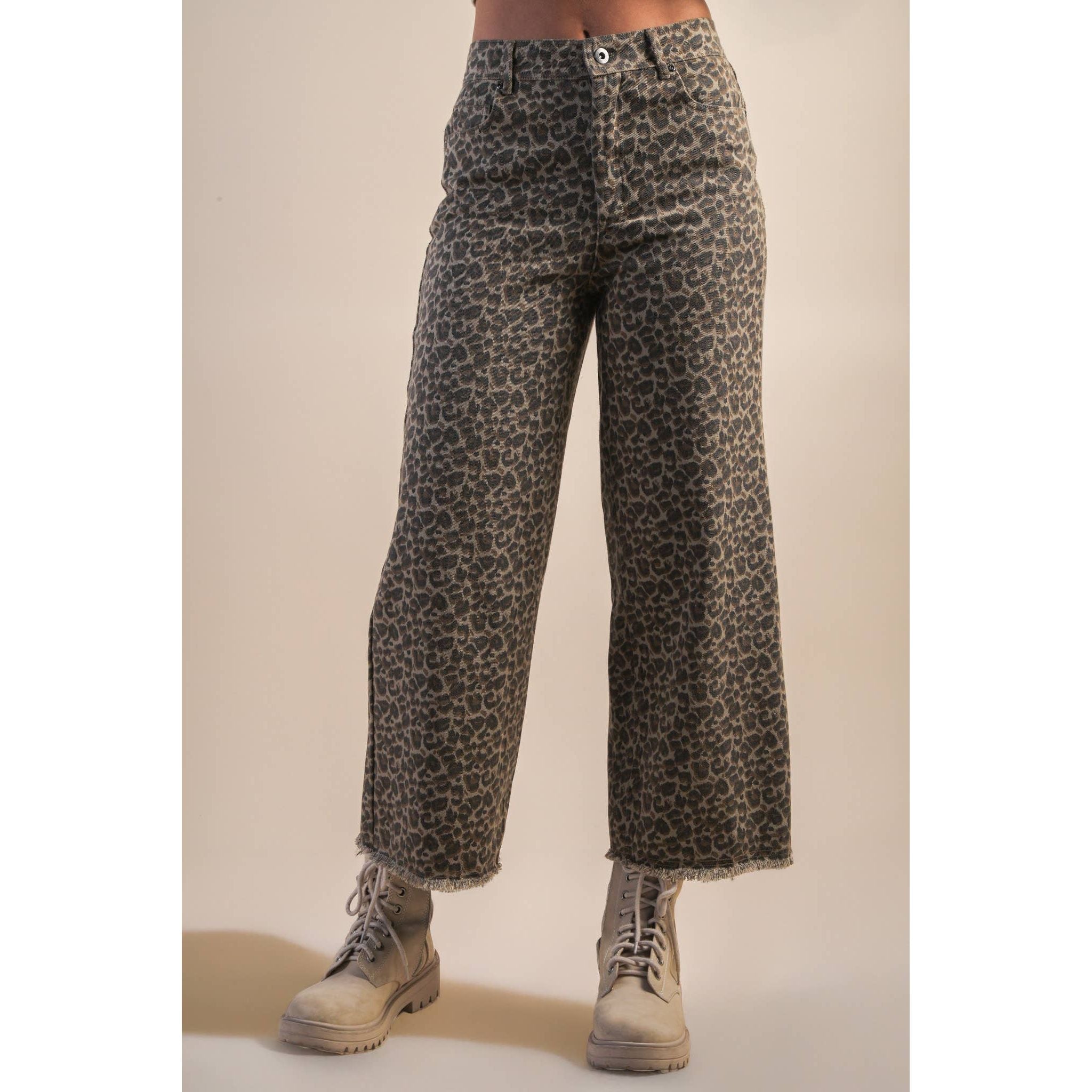 Leopard Printed Marine Straight Pants