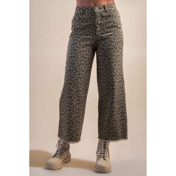 Leopard Printed Marine Straight Pants