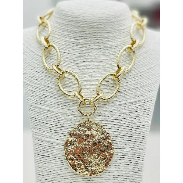 Hammered Link Chain w/Pendant