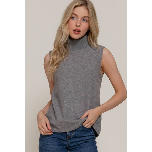 Active Sleeveless Turtle Neck Soft Knit Top