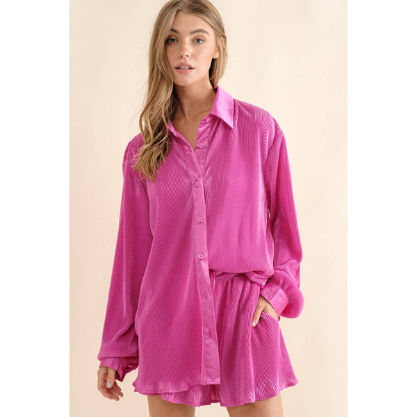 Accordian Blouse Short Lounge Set
