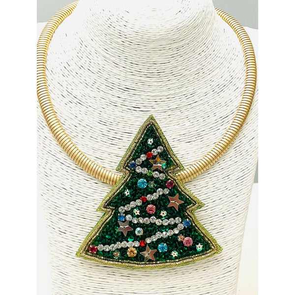 Beaded/Jeweled Christmas Tree Necklace