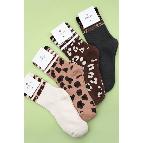 JOSSLYN by wall to wall - WOMAN ANIMAL LEOPARD HALF CREW THROWBACK SOCKS | 40S02071