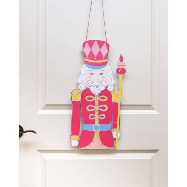 The Royal Standard - Candy Nutcracker Door Hanger   Pink   10.5x20.75