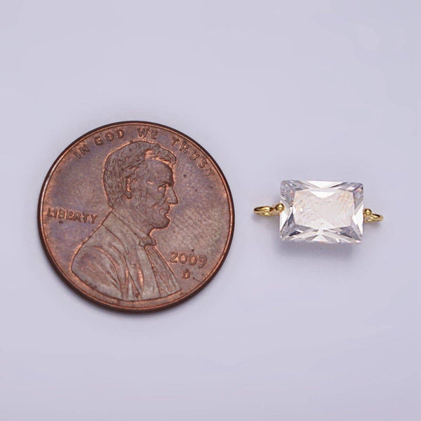 24K Gold Filled 5mm Clear CZ Baguette Connector