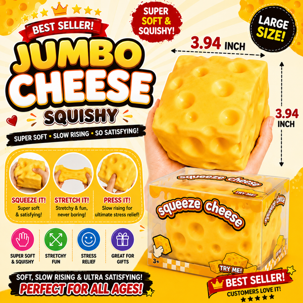 GS Wholesale (Formerly Known as Gypsy Soul) - 
Jumbo Cheese Squishy – Extra Large Slow-Rise Stress Toy