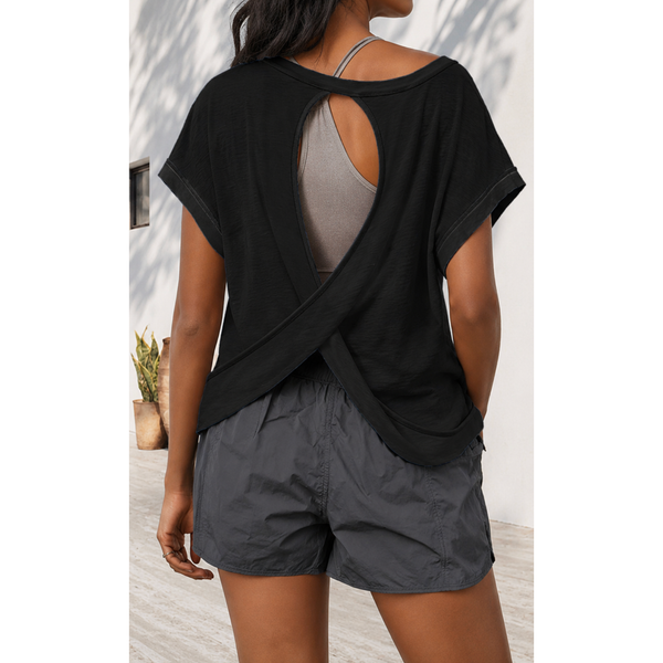 The Front Porch Label - Black Cross-Back Shirt