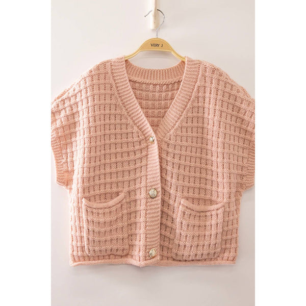 Waffle Texture Crop Cardigan