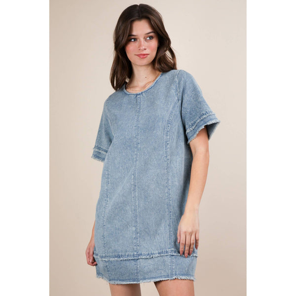 Washed Denim Shift Mini Dress by VERY J