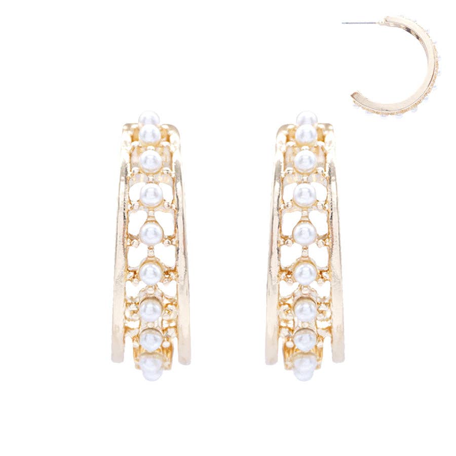 Gold Textured Hoop Earring