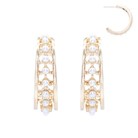 Gold Textured Hoop Earring