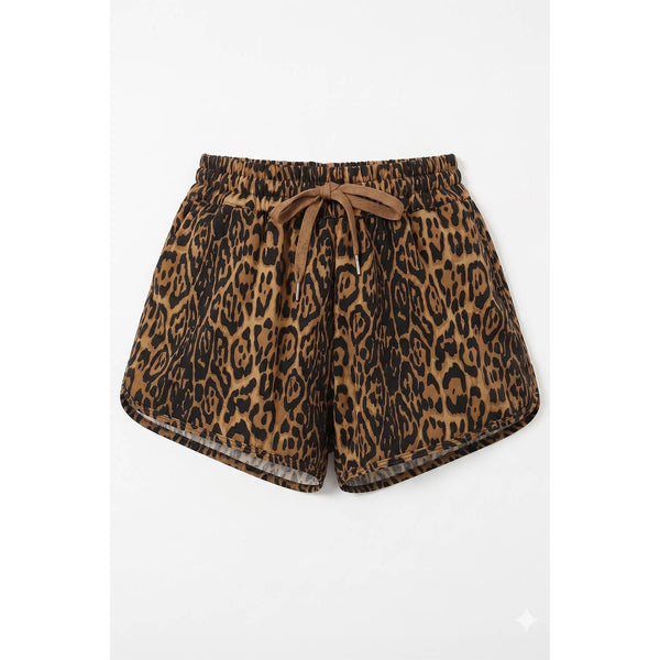 Cheetah-Pattern Drawstring Dolphin Shorts