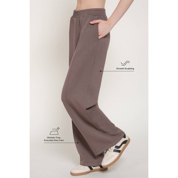 Elastic Waist Soft Modal Scuba Wide Pants