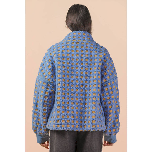 Oversized Checker Fleece Jacket