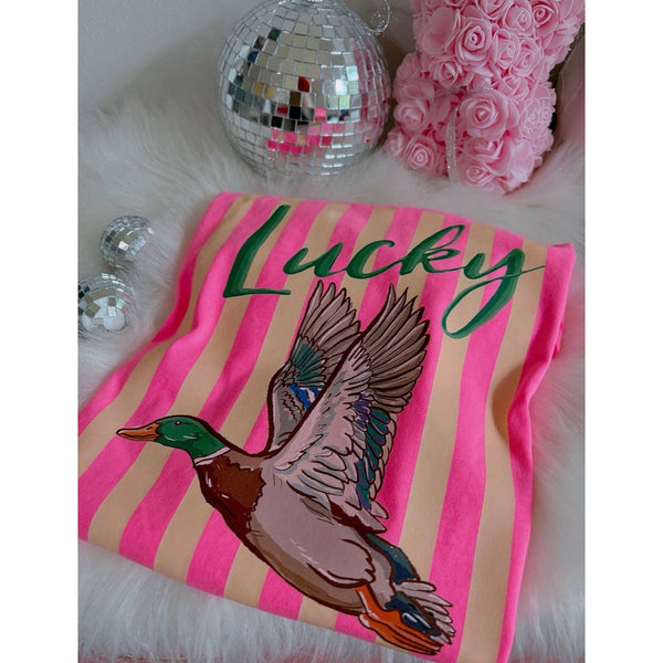 Lucky Duck Tee (Neon Pink)
