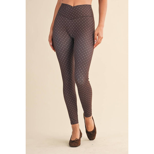 Polka Dot Print High Waist Crossover Legging by KIMBERLY C