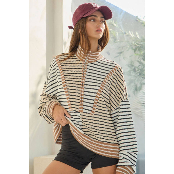 Half Zip Striped Top
