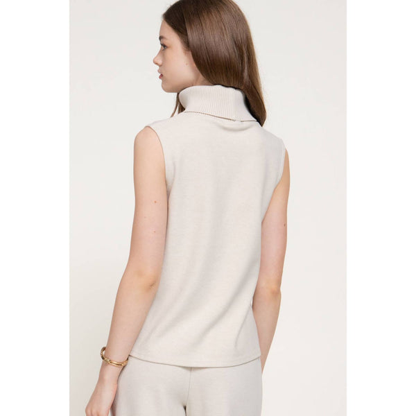 Active Sleeveless Turtle Neck Soft Knit Top