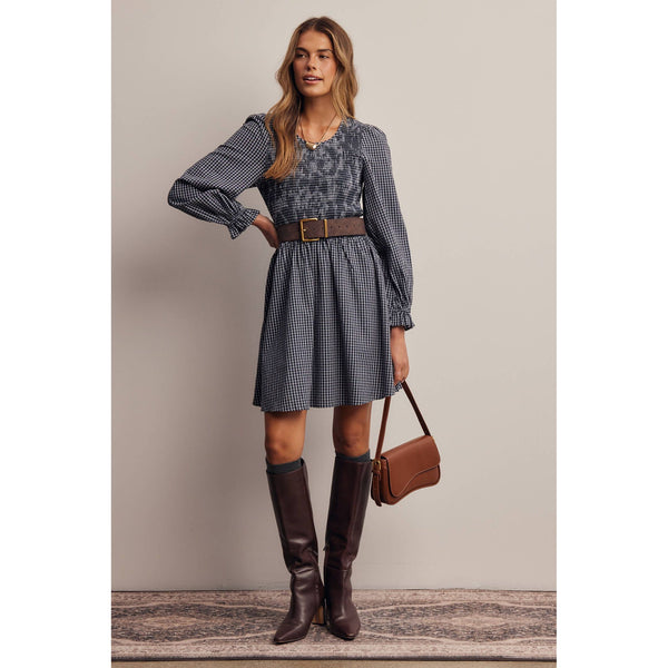 Smocked Gingham Mini Dress