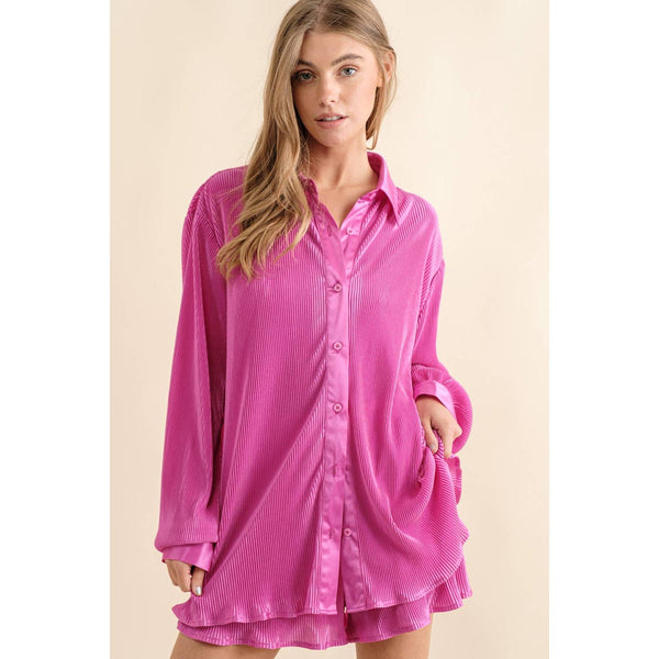 Accordian Blouse Short Lounge Set