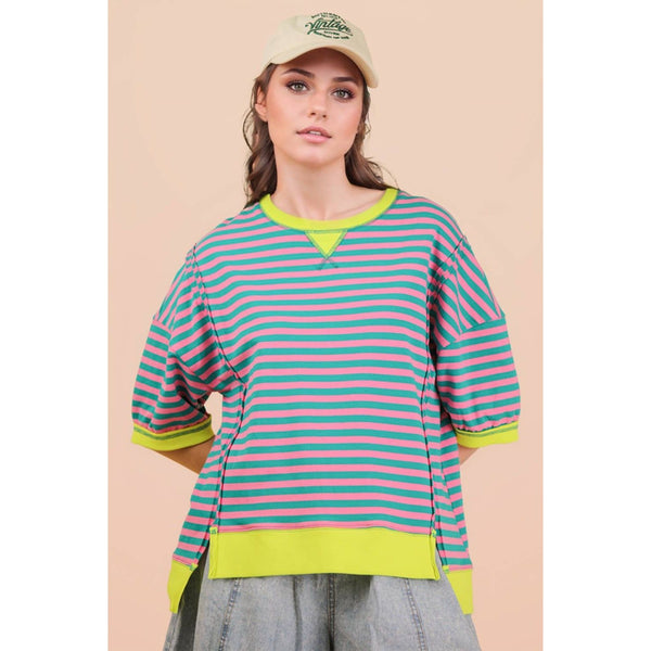 Oversized Stripe Casual Knit Top