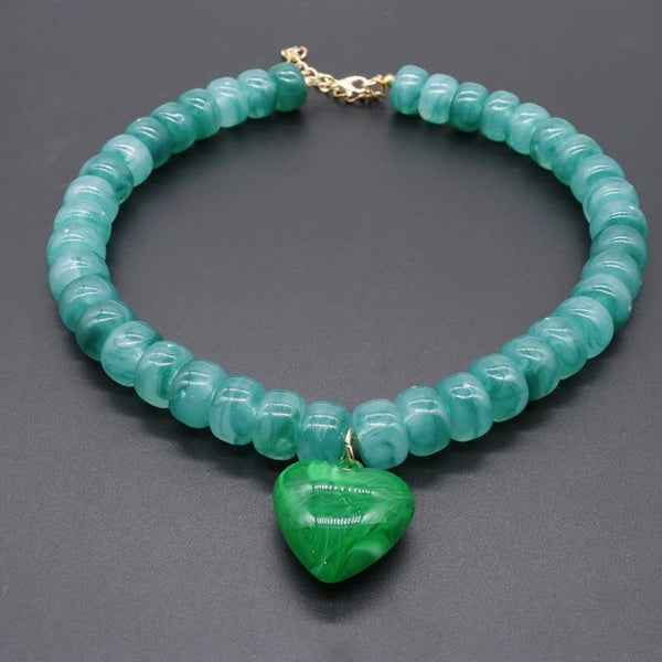 JOSSLYN by wall to wall - Heart Pendant Resin Beaded Necklaces | 40NK9701