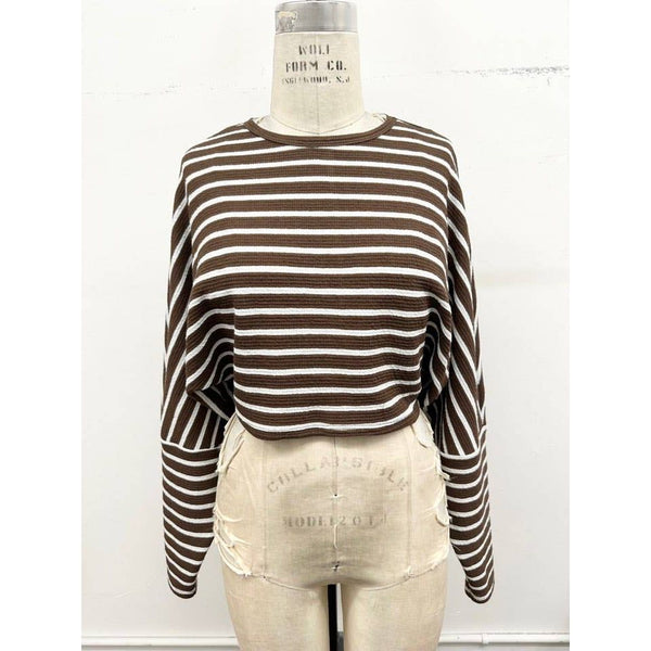 TIMING - Striped Lounge Top & Wide Leg Pant Set