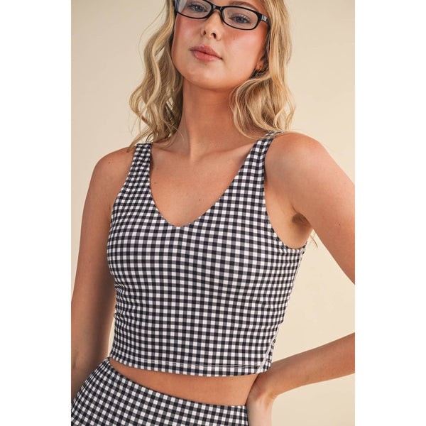 KIMBERLY C - Gingham Print Aligned Performance Cropped Tank Top by KIMBERLY C