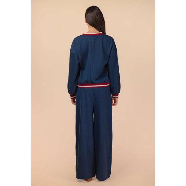 Block Band Detail Comfy Knit Top & Pants Set