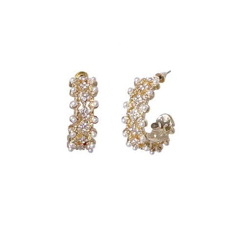 Gold Rhinestone Hoop Earring