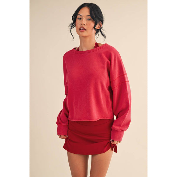 Mineral Wash Cutout Back Layering Sweatshirt